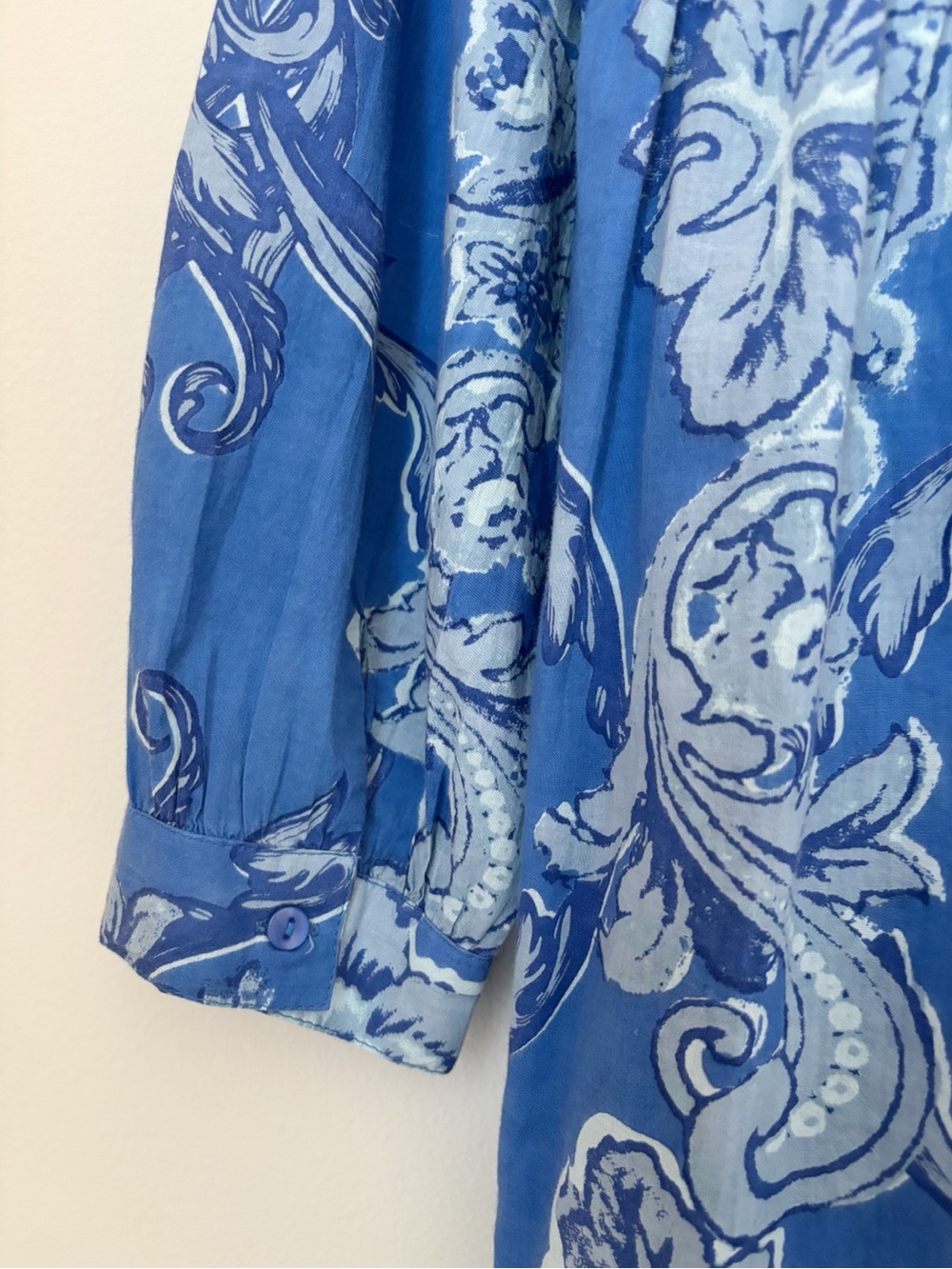 Ro's Garden Blue Floral Tiered Romy Mini Dress Medium Summer Resortwear - Picture 5 of 8